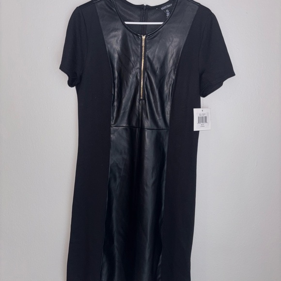 Ellen Tracy Dresses & Skirts - Ellen Tracy Black Faux Leather-Front Mini Dress
